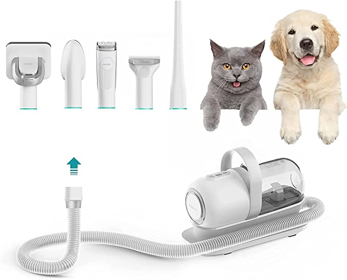 Neabot P1 Pro Tondeuse pour Chien/Chat Professionnelle, Aspirateur de Poils pour Animaux, Kit de Toilettage pour Animaux, 5 Outils de Toilettage Éprouvés