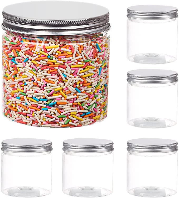 Aitsite Bocaux en Plastique 350ML 6Pcs, Bocal de Stockage, Récipient de Stockage en Plastique Récipient de Stockage de Grains pour Aliments Secs et Liquides（Ne Peut Pas Être Lave-Vaisselle）