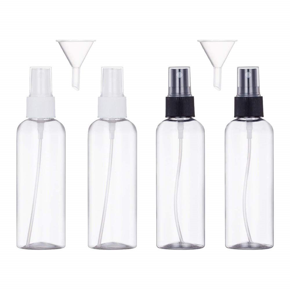 4PCS,100ml Flacon Vaporisateur, Bouteille de Voyage Vide Plastique Réutilisables Transparent Atomiseur De Poche, Bouteilles de Pulvérisation