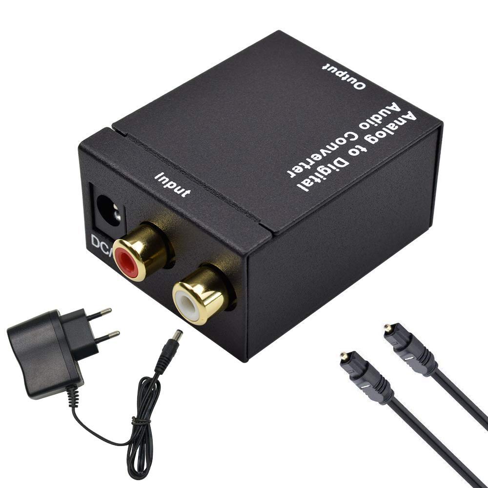 Ozvavzk Convertisseur Analogique Audio Stéréo L/R RCA vers Numérique SPDIF Optique Coaxial Toslink Adaptateur Audio 