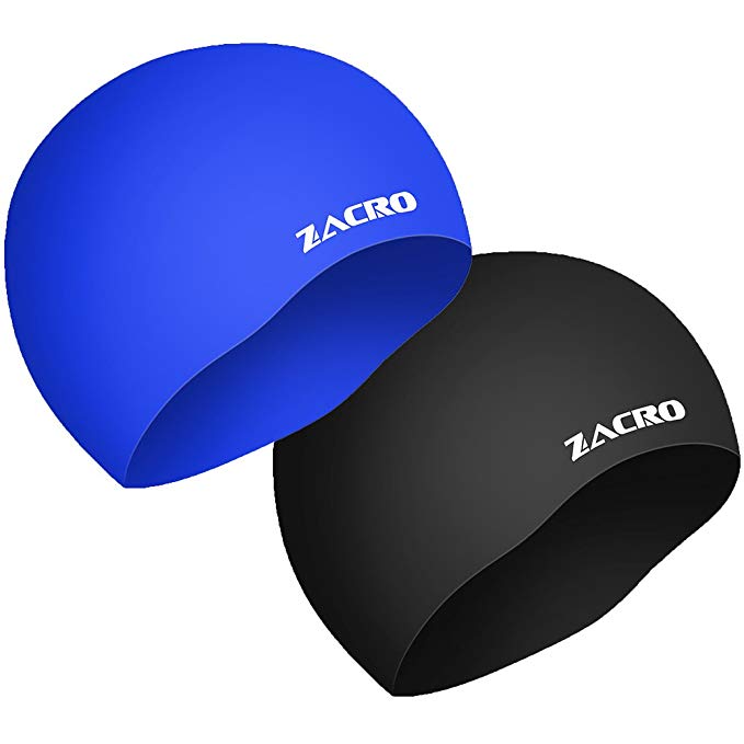 2pcs Bonnet de Natation Bonnet de Bain en Silicone pour Femme, Homme, Adultes, Junior, Enfant