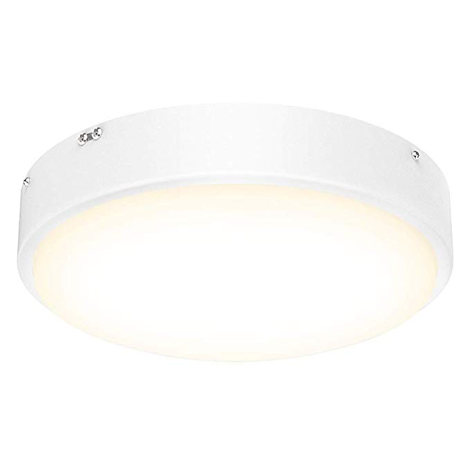 32W Plafonnier LED Rond, en Verre et Métal 2800LM, IP44 Etanche, CRI 90+, Equivalent à 180W, Luminaire Plafonnier Blanc Chaud, pour Chambre à Coucher, Salon, Salle de Bains, Cuisine - Blanc