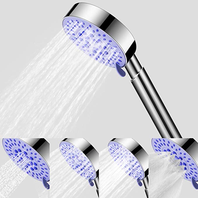 Jazz Pose Pommeau Douche, Pommeau de Douche avec 5 Modes, Douchette Douche Salle de Bain à Main Universel en ABS Chromé de Haute Pression Economiseur d'eau