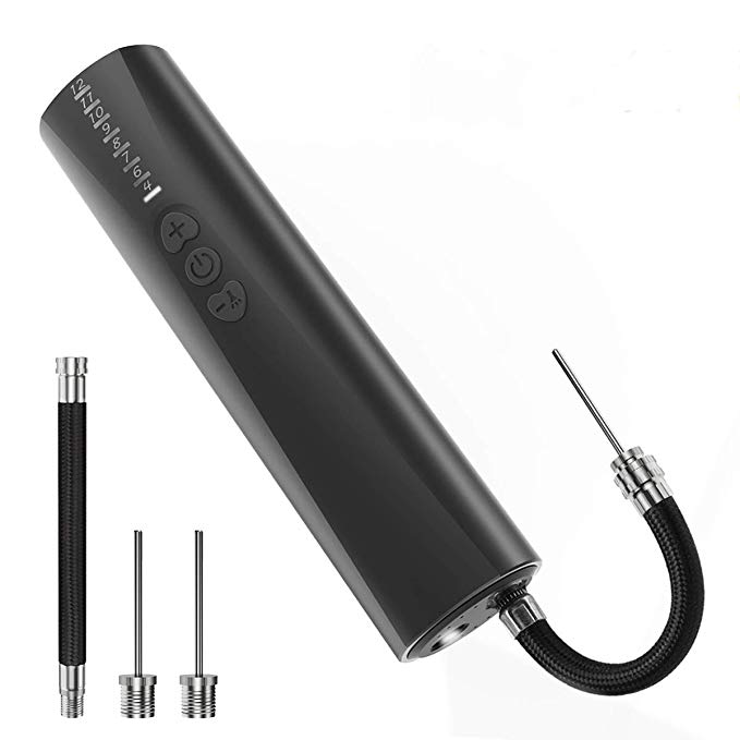 morpilot Pompe à Ballons, Pompe Batterie, Mini Pompe à Air Gonfleur Ballon Automatique Electrique Portable, Ideal pour Basket Football Rugby Volley Handball, avec 2 Aiguilles