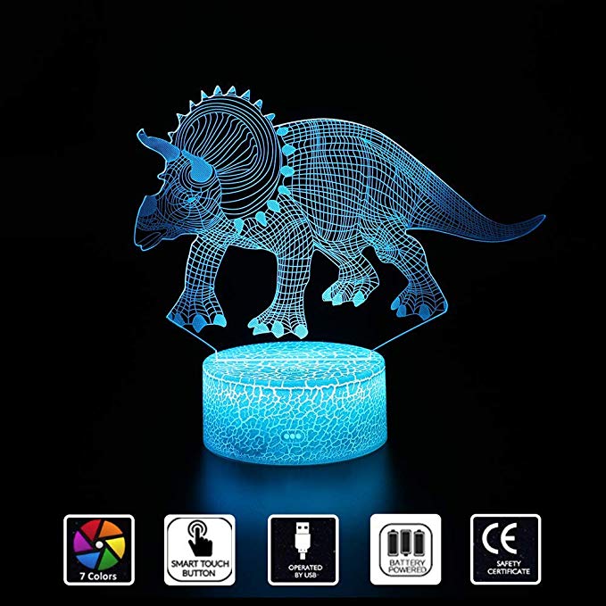 3D Veilleuse LED, USB & Batterie tactile, Veilleuse 7 couleurs, Lumière 3D pour enfants, Bébé, Festival