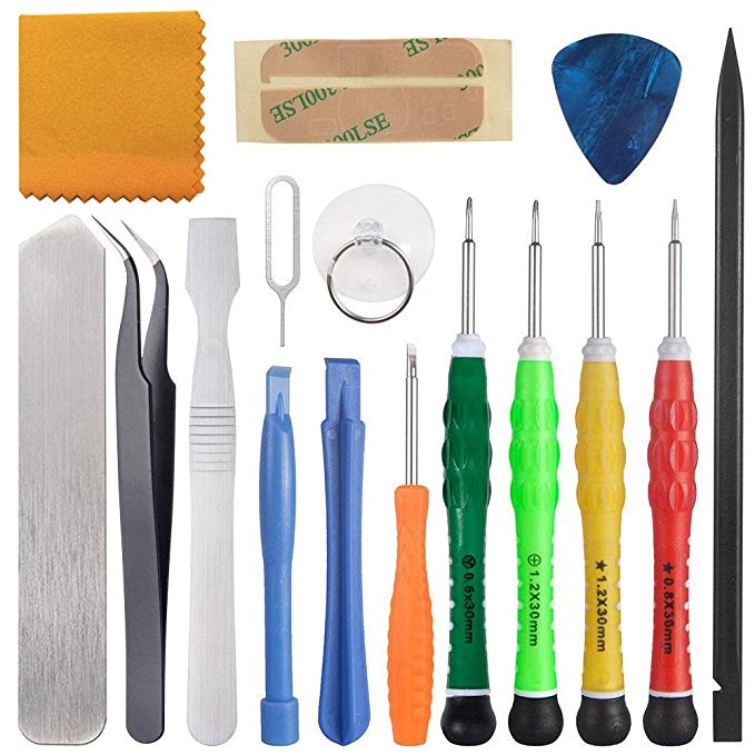 15 en 1 Kit de Tournevis Outils Ouverture Démontage Réparation pour iPhone 4 / 4S / 5 / 5C / 5S / 6/6 Plus /7/7 Plus(GSM/CDMA) / 6S / iPad 4/3/2 / Mini, iPod, Macbook et Plus
