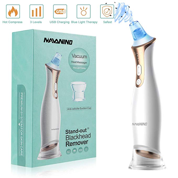 NNAVANINO Aspirateur Point Noirs Heat Blue Light, Massage de Vibration en à Compresse de Chaleur, Amélioration de la Thérapie à la Lumière Bleue et du Lifting de la Peau