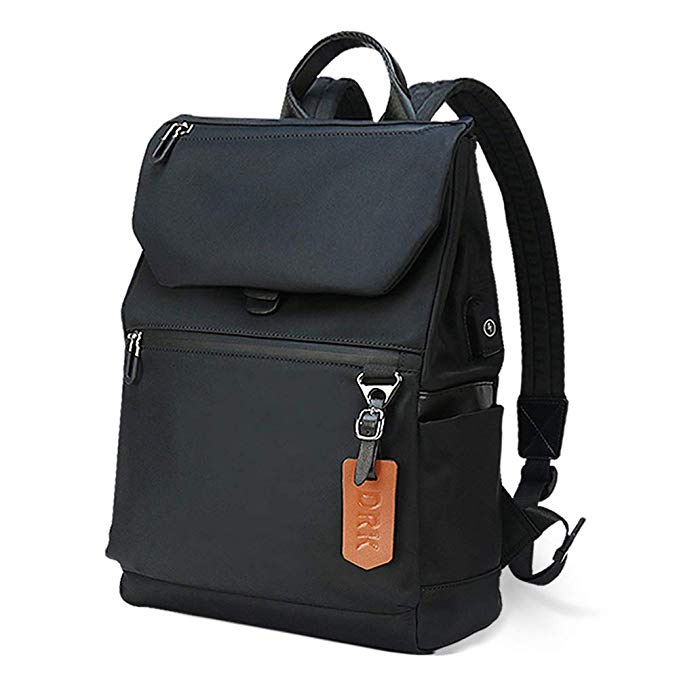 Sac à Dos Ordinateur 14 Pouces Portable Femme Sac a Dos Antivol avec USB de Charge Sac Port Imperméable Université en Nylon pour Hommes, Noir