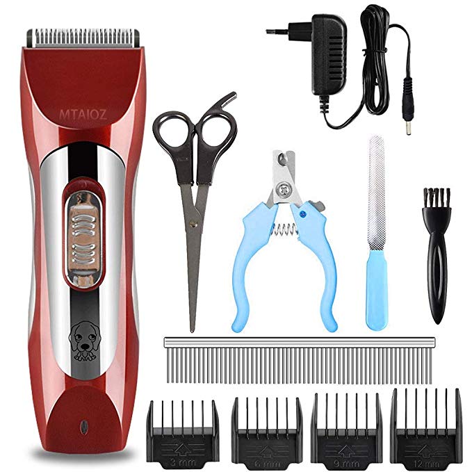 mtaioz Tondeuse à Chien et Chat - Tondeuse Chien - Tondeuse Chat - Tondeuse Animaux - Tondeuse pour Animaux de Compagnie avec 4 Limiteurs et Chargeur Indépendant, Haute Puissance,Muet.