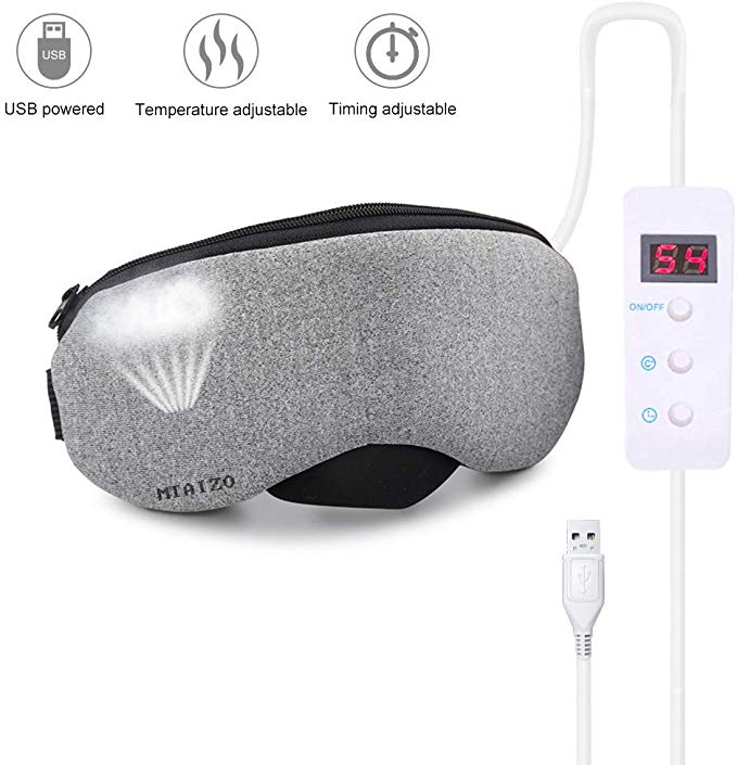 Masque de Sommeil Chauffant - Masque Sommeil - Masque Pour Dormir - Prise en Charge du Réglage de la Température et du Temps de Réglage,Conception 3D Parfaitement Adaptée au Visage, Respirante.