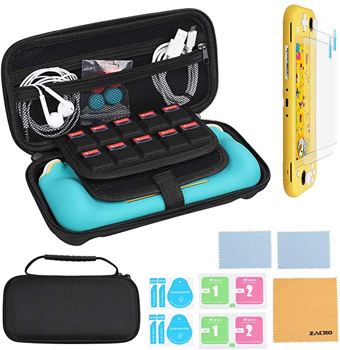 Le kit d'accessoires Ensemble pour Nintendo SWITCH lite, 20 Sacs de Rangement pour Cartes de Jeu. Protecteur d'adhérence en Silicone, 2 Protections d'écran HD,2 Paires d'embouts de Poignée