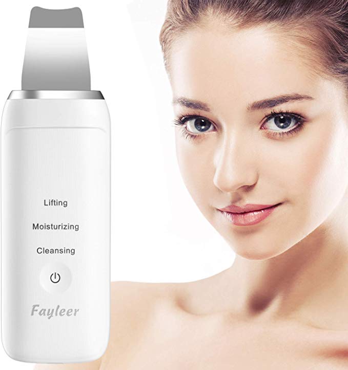 Épurateur Ultrasonique de Peau, Fayleer Ultrason Visage Épurateur Skin Scrubber Laveur de peau à ultrasons Aspirateur Point Noirs, Utilisé pour Nettoyage Les Pores Acné Ridules, Visage Traitement