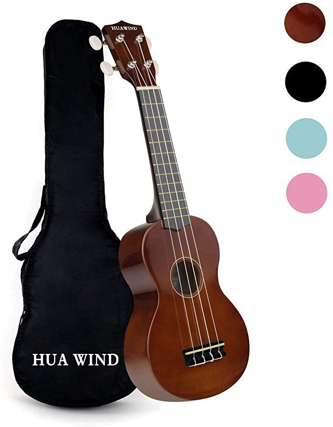 HUAWIND Ukulélé Soprano Hawaï Avec Debutant Kit Pour les Débutants Et Enfants (Brun Brillant)