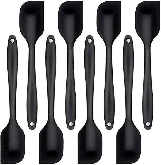 HengBO Spatules en Silicone, Spatules Ustensiles de Cuisine, Design sans Coutures Résistant à la Chaleur - Set de 8, Noir