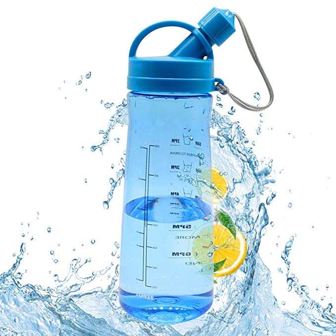 Bouteille d'eau 1L Réutilisable Plastique Eau Bouteille sans BPA, Portable Sport Bouteille d'eau avec Filtre pour Gym, Camping, Cyclisme, Yoga, Bleu