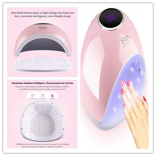 Lampe UV LED Sèche Ongles,  72W Séchoir Ongles Professionnel avec Ecran LCD et Capteur Automatique /4 Réglages de Minuterie, un Outils de Salon Parfaits, Pour Toutes Les Gels