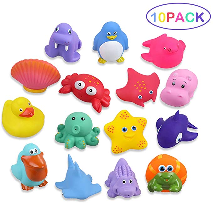 Jouets de Bain pour Bébé 15pcs Jouets de Piscine Animaux Flottants Salle de Bain Jouet, Jeu d'eau Éducatif, Jouet Éveil pour Bébé, Jouets Squirt, Jouets de Pêche Ensemble