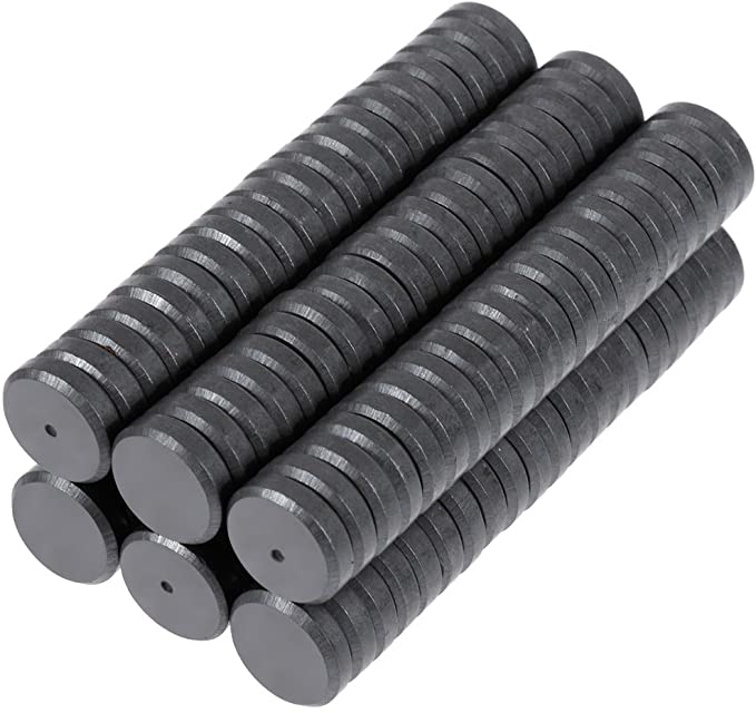 120PCS Aimants Céramique Rond 18mm Ring Magnet Parfait Petit Aimant pour Réfrigérateur,Tableau Blanc, Frigo, DIY, Science, Loisirs Artisanat