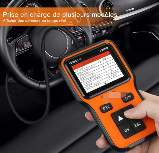 OBD2 Scanner Auto Diagnostic Lire et Effacer Le Code de Défaut du Véhicule，OBD2 Diagnostic Surveillance des données en Temps réel, Surveillance de la Tension de la Batterie
