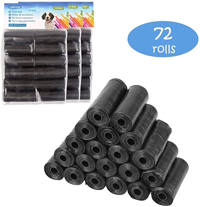 Nobleza – Sac a crottes Chien Sacs biodégradables pour excréments de Chien. 1080 sachets à déjections Canines, 72 Rouleaux, Couleur Noir.
