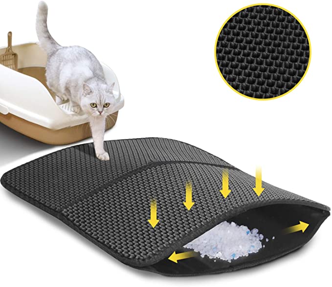 Nobleza Tapis Litière Chat Pliable 60x45cm Bac à Litière pour Chats, Imperméable Non Toxique EVA, Double Couche en Nid d'abeille Design Non-Slip Cat Litter Mat