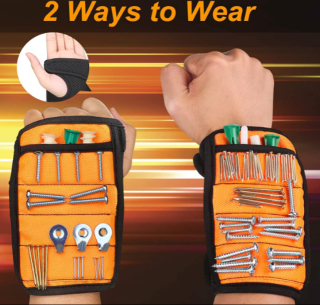 Bracelet Magnétique Réglable avec 16 Aimants Puissants, Utilisés pour Fixer de Petites Pièces Telles que des Clous, des Perceuses, des Vis, Doux et Confortables