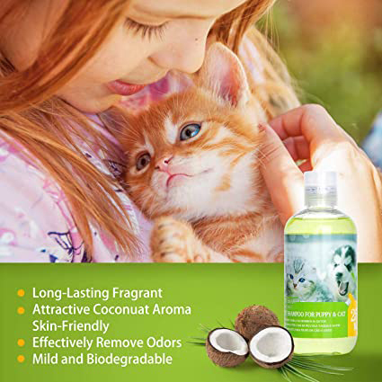 Nobleza Shampooing pour Chien Chiot Bio, Shampooing Chien Peau Sensible, shampoing Chaton Anti Odeur et Anti Demangeaison pour Nettoyer, Hydrater et Désodoriser Con Profumo di Cocco Dolce 250ml