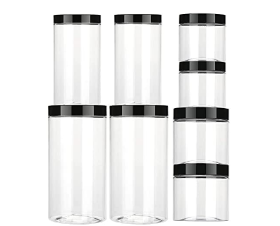 Aitsite Bocaux en Plastique 8 Pcs, Bocal de Stockage, Récipient de Stockage en Plastique Récipient de Stockage de Grains Pour Aliments Secs et Liquides（Ne Peut Pas Être Lave-vaisselle）
