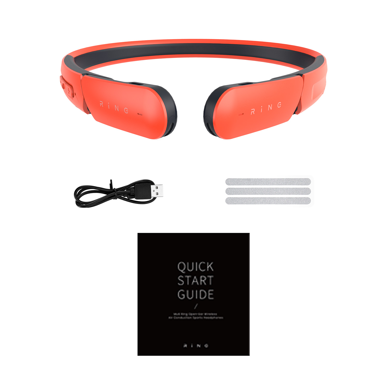 Mu6 Ring Air Conduction Casque à Oreilles Ouvertes, Écouteurs de Sport à sans Fil, Écouteurs Étanches, Casque pour Musique/Jeux/Entraînement/Course à Pied/Gymnase (Rouge)