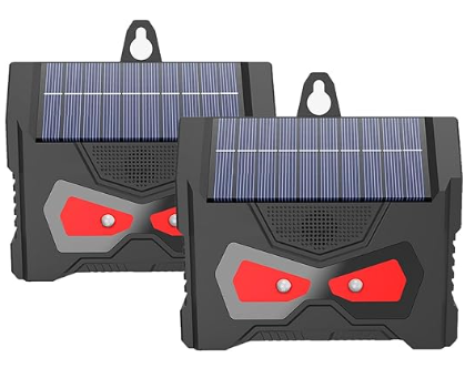 Repulsif Chat Ultrason(Lot de 2),œil de Prédateur à Energie Solaire avec Deux Lumières Clignotantes Rouges