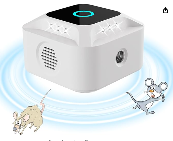 Ultrasons Souris à Ultrasons et Rats 360 °,repulsif Souris et Rats Ultrason Puissant,3 Modes Anti Souris Répulsif Souris Brancher avec,12 Lumières Stroboscopique