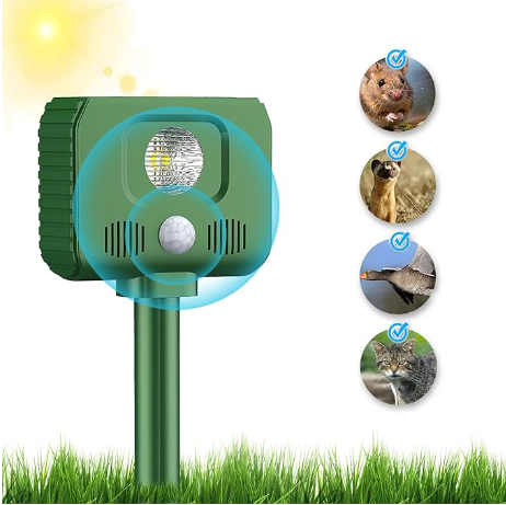 Repulsif Chat Exterieur, Ultrason Solaire Répulsif Taupe, avec Détecteur de Mouvement et Lumière Clignotante