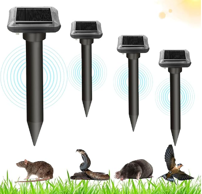Lot de 4 répulsifs solaires pour Taupes – Repulsif Serpent - IP66 Étanche Répulsif Solaire de Taupe – Résistant aux intempéries pour Taupe, Serpent, Campagnol, Gopher et Autres Animaux