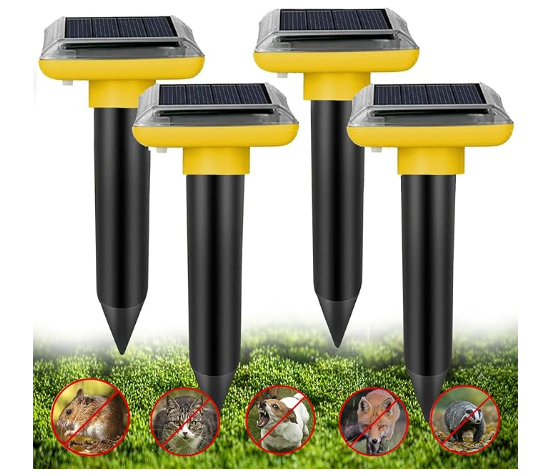 WUGEIN Repulsif Chat Exterieur Ultrason,Repulsif Ultrason Souris et Rats,Répulsif pour Anti Taupe, Répulsif Serpent Ultrason,Taupes à énergie Solaire pour Campagnols,Gophers et Autres Animaux