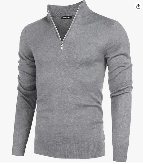 Aotoyou Pull Homme Hiver Chaud Pull-Over Homme Manches Longues Pull Col Zippé Tissu Doux Elastique et Respirant