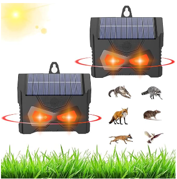 2 Pièces Répulsif pour Animaux, Lampe LED Rouge Solaire Peut être Suspendue, Protection Contre Les Animaux Sauvages comme Le Sanglier Raton Laveur Adapté pour Jardin, Garage, Patio