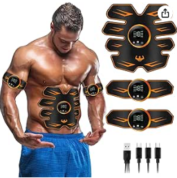Electrostimulateur Musculaire,EMS Ceinture Abdominale Bras, ABS électro-stimulation Trainer, Ceinture de Massage électrique, Femme Homme Entraînement Abdominal