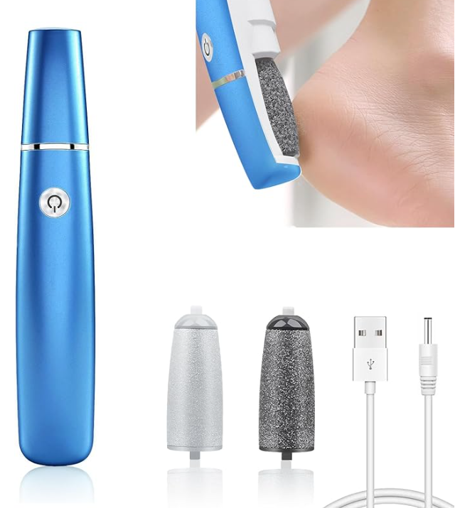 Kit professionnel d'extracteur de callosités électrique avec rouleau rotatif à 360° & design étanche - gratte-pieds pour peaux dures, talons fissurés et élimination des callosités