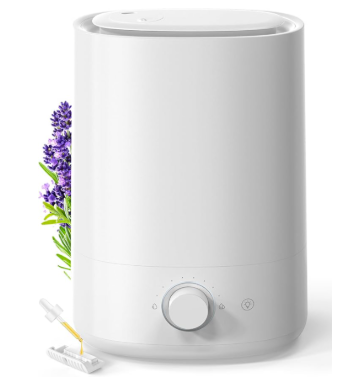 AROEVE Humidificateur d'air 5L à Remplissage par le Dessus,à Brumisateur Ultrasonique avec Diffuseur d'Huile Essentielle, Buse 360°, Veilleuse 28dB, Autonomie 50H, pour Chambre de Bébé