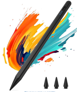 KINGONE Stylet pour iPad 2018-2025, Stylet iPad à Charge Rapide USB-C, avec rejet de Paume et détection d’Inclinaison, Compatible iPad 11/10/9/8/7/6