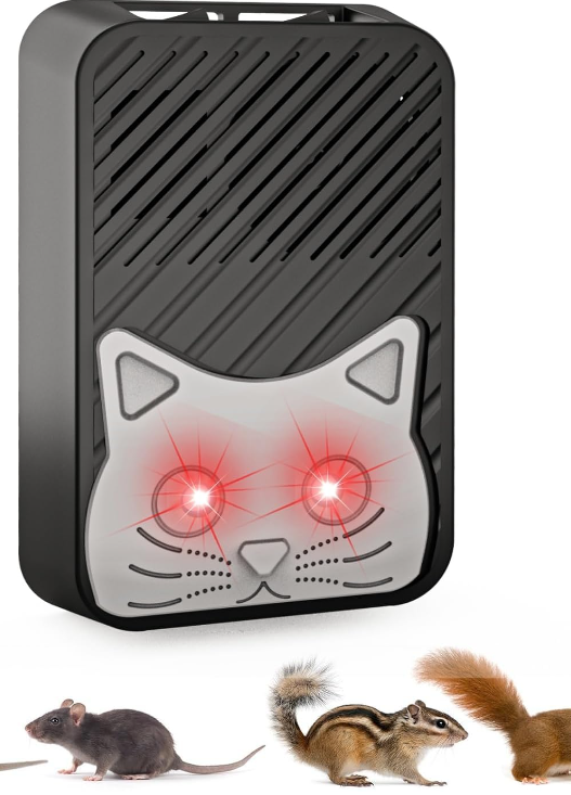 Ultrasonic Rat Repellent, Ultrasonic Anti-Rodent Repellent for Mice, with Strobe LED, 