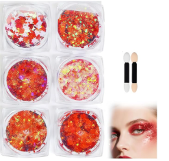 Paillettes de Corps, 6 Couleurs Paillettes Visage Festival Maquillage, Paillette Maquillage Set pour Cosmétique Visage Lèvres Ongles Festival Fête Maquillage Décoration Fête Noël Pâques