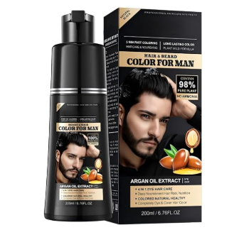 Shampoing et crème colorante pour barbe 3 en 1 avec couverture naturelle des cheveux blancs pour hommes et femmes, couleur et soin longue durée, 200 ml