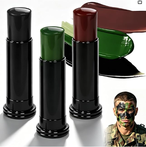 3 Pièces De Camouflage Kit De Peinture Visage, Camouflage Face Paint Sticks, Bâtons De Maquillage De Peinture Pour Le Visage