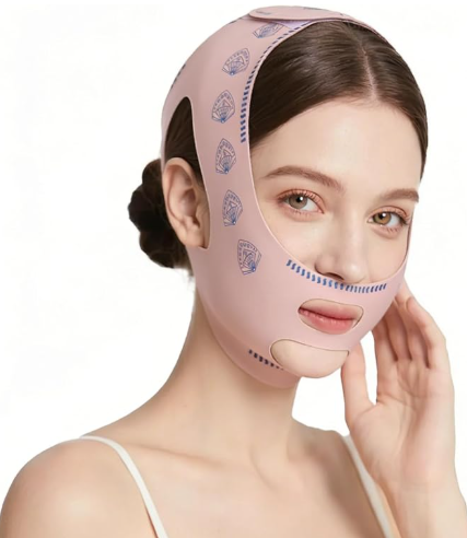Gaine Visage Réutilisable,Masque Lifting V-Shape pour Anti-Double Menton, Raffermissant et Réducteur de Doubles Mentons