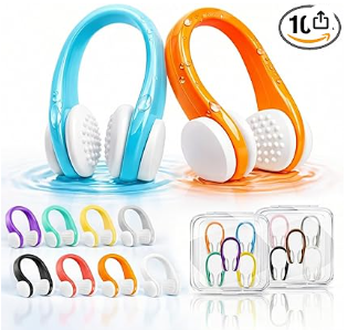 Pince Nez De Natation - 10 Pièces, Pince Nez Natation Adulte et Enfants (À Partir De 7 Ans), Avec Boîte de Rangement, Multicolore