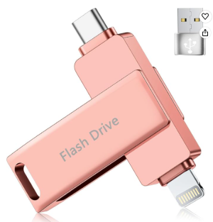 Clé USB pour iPhone 512 Go(sans APP), Certifiée MFi Cle USB iPhone Stockage Externe, USB C Photo Stick, Memoire USB 3.0 Lightning Flash Drive pour iPhone/iPad/OTG Android/Mac/PC, Rose