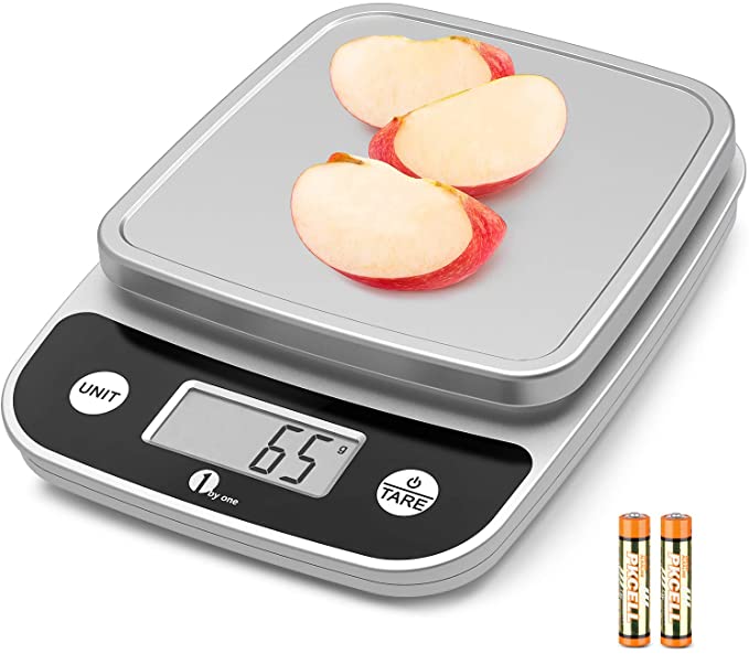 Balance de Cuisine Numérique 5 kilos, Poids en Grammes et Once pour la Cuisson au Four, Précision au Gramme et à l’Once Près , Finition Chromée , Dimensions 15,5 x 14 cm