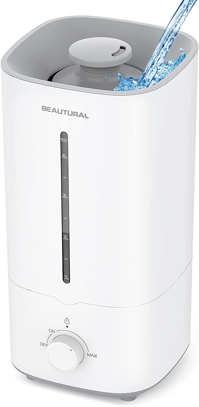 Humidificateur d'Air Bébé 4.5L, Humidificateur Silencieux, sans d'eau Arrêt Automatique, pour Bureau, Maison, Chambre