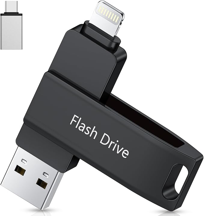 512 Go Clé USB 3.0 Certifié MFi, Clé USB Lightning Photo Stick Mémorie Extension de Stockage Externe clé USB C Flash Drive de Sauvegarde pour iPhone/iPad/Android/Mac/PC, Noir